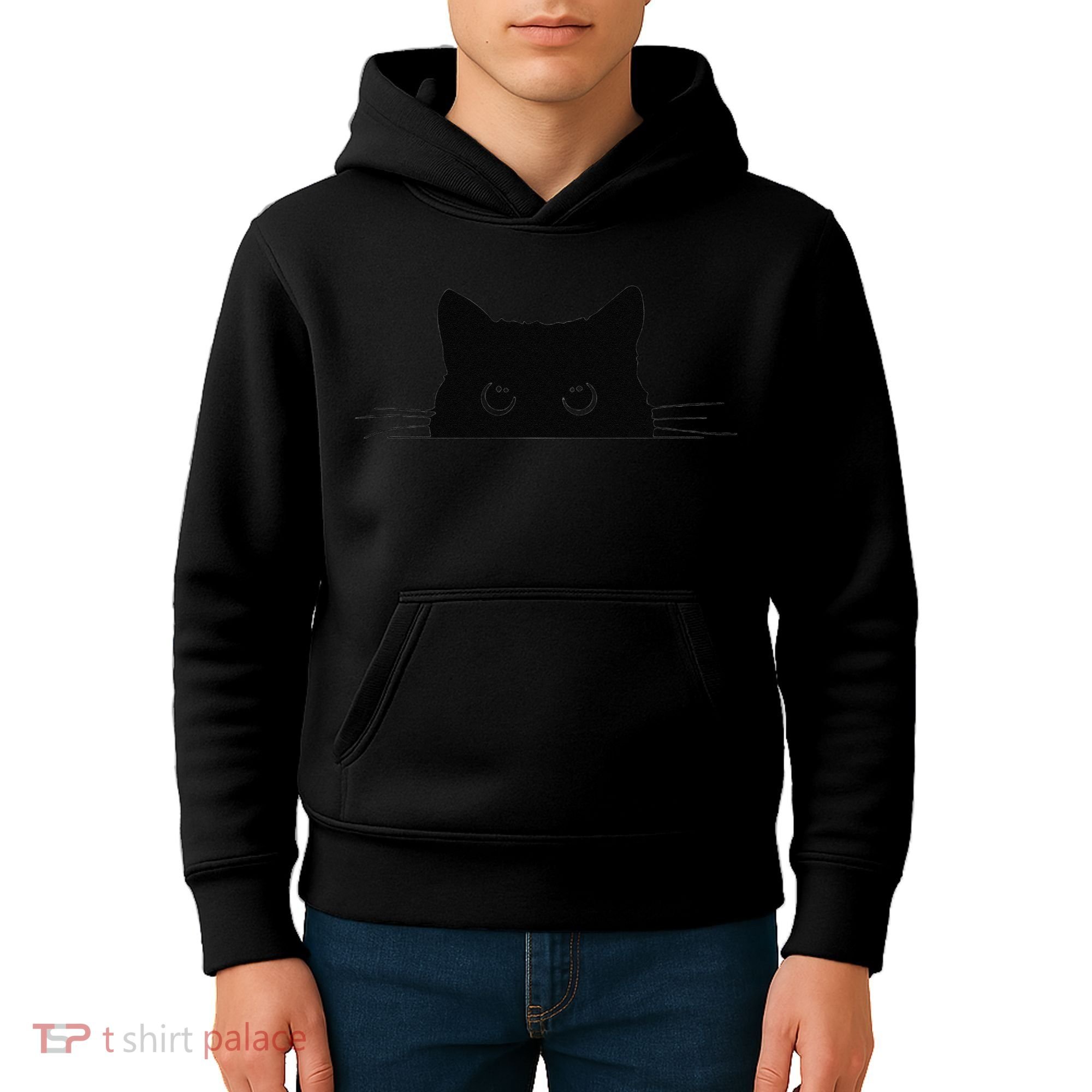 Pocket Black Cat Lover Gift Kids Hoodie