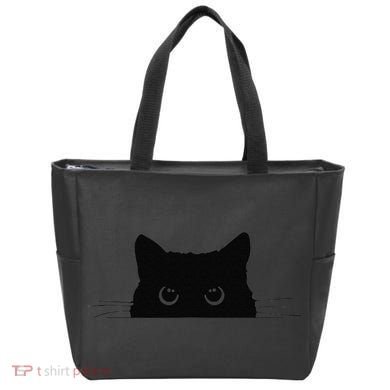 Pocket Black Cat Lover Gift Tote Bag