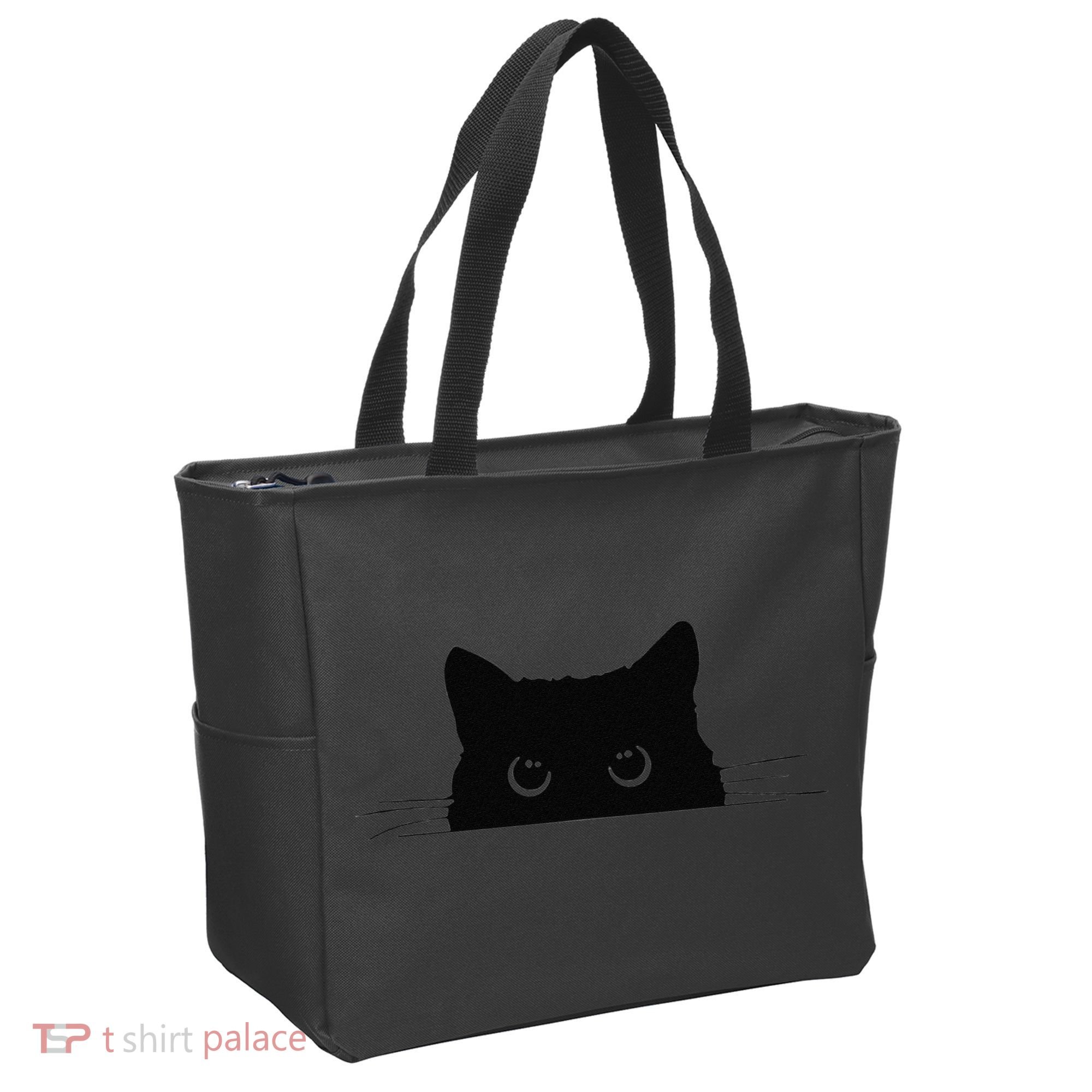Pocket Black Cat Lover Gift Tote Bag