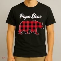 Papa Bear Christmas Pajama Red Plaid Buffalo Family TShirt T-Shirt thumb 3