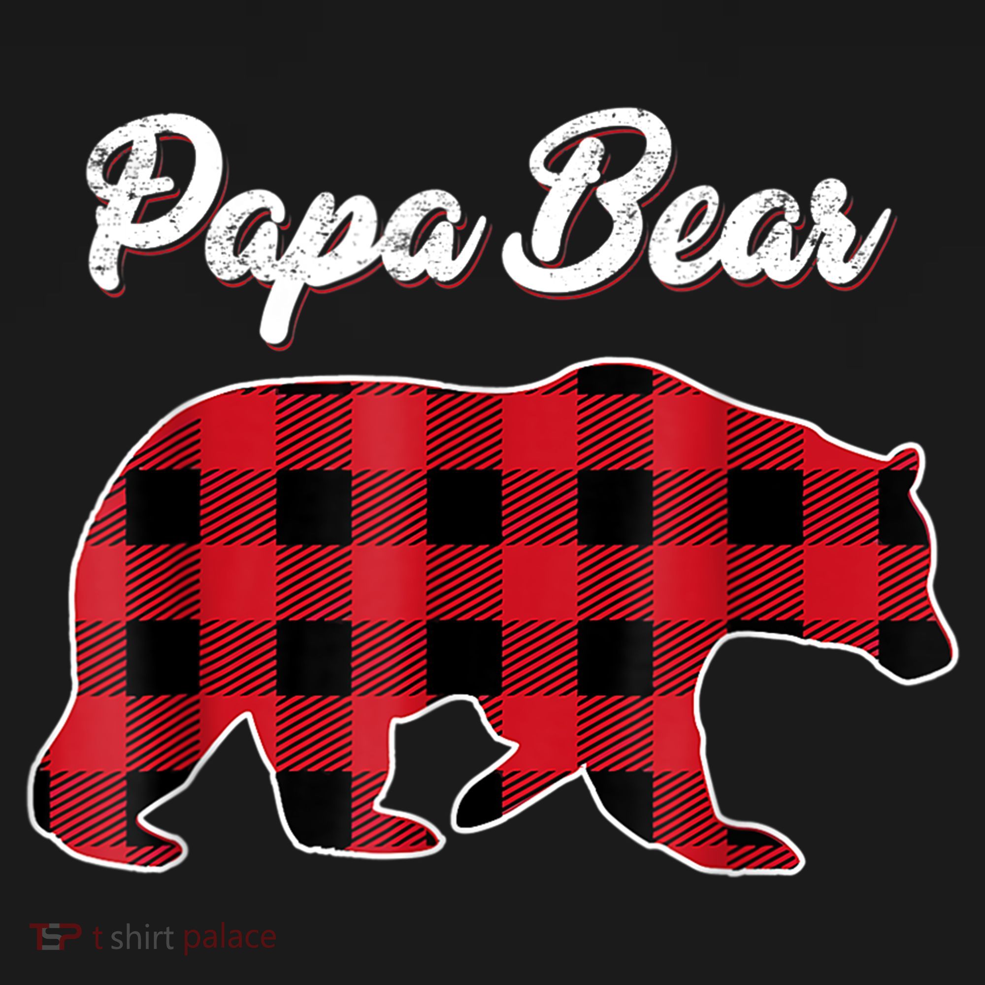 Papa Bear Christmas Pajama Red Plaid Buffalo Family TShirt Visor