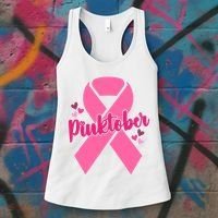 Pinktober Breast Cancer Awareness October Women's Tank Top thumb 3
