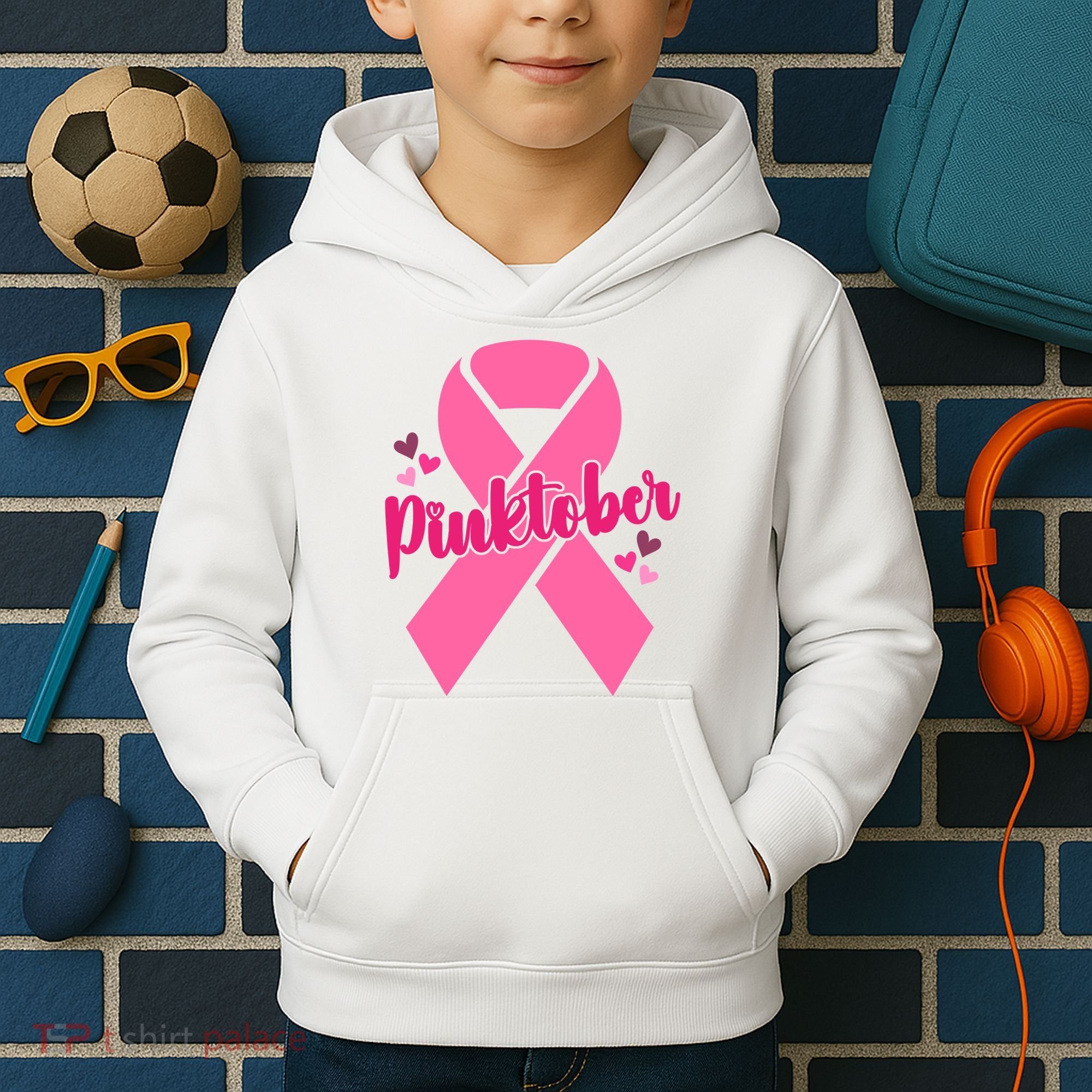 Pinktober Breast Cancer Awareness October Kids Hoodie