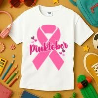 Pinktober Breast Cancer Awareness October Kids T-Shirt thumb 3