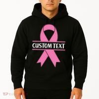 Personalize Breast Cancer Awareness Custom Text Hoodie thumb 2