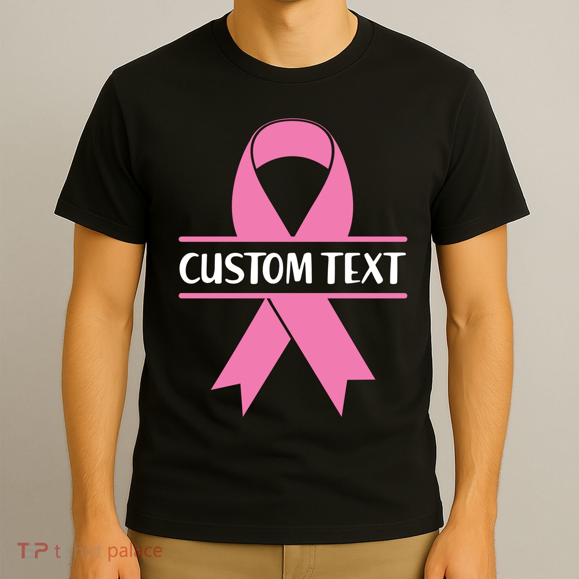 Personalize Breast Cancer Awareness Custom Text T-Shirt