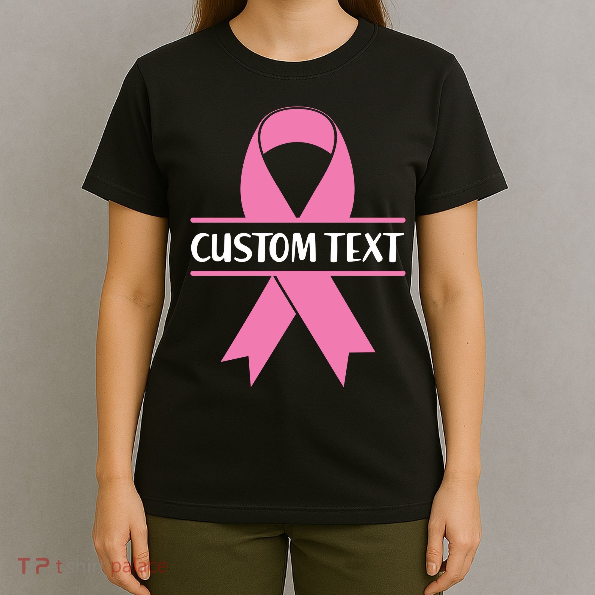 Personalize Breast Cancer Awareness Custom Text T-Shirt