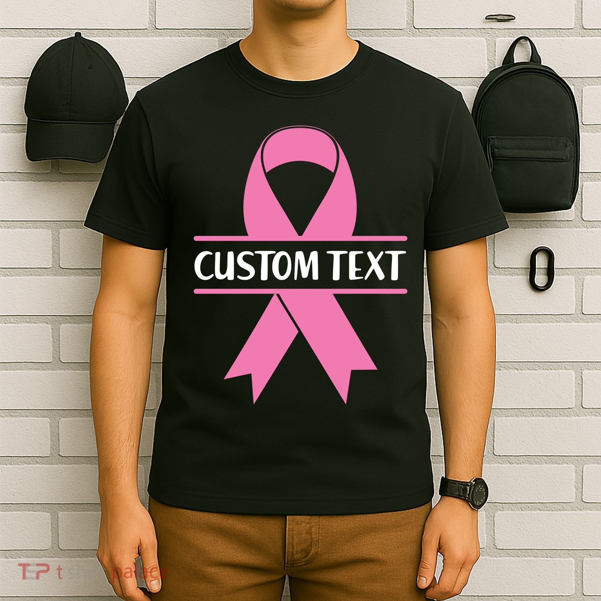 Personalize Breast Cancer Awareness Custom Text T-Shirt