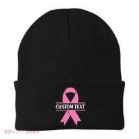 Personalize Breast Cancer Awareness Custom Text Beanie thumb 0