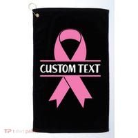 Personalize Breast Cancer Awareness Custom Text Golf Towel thumb 0