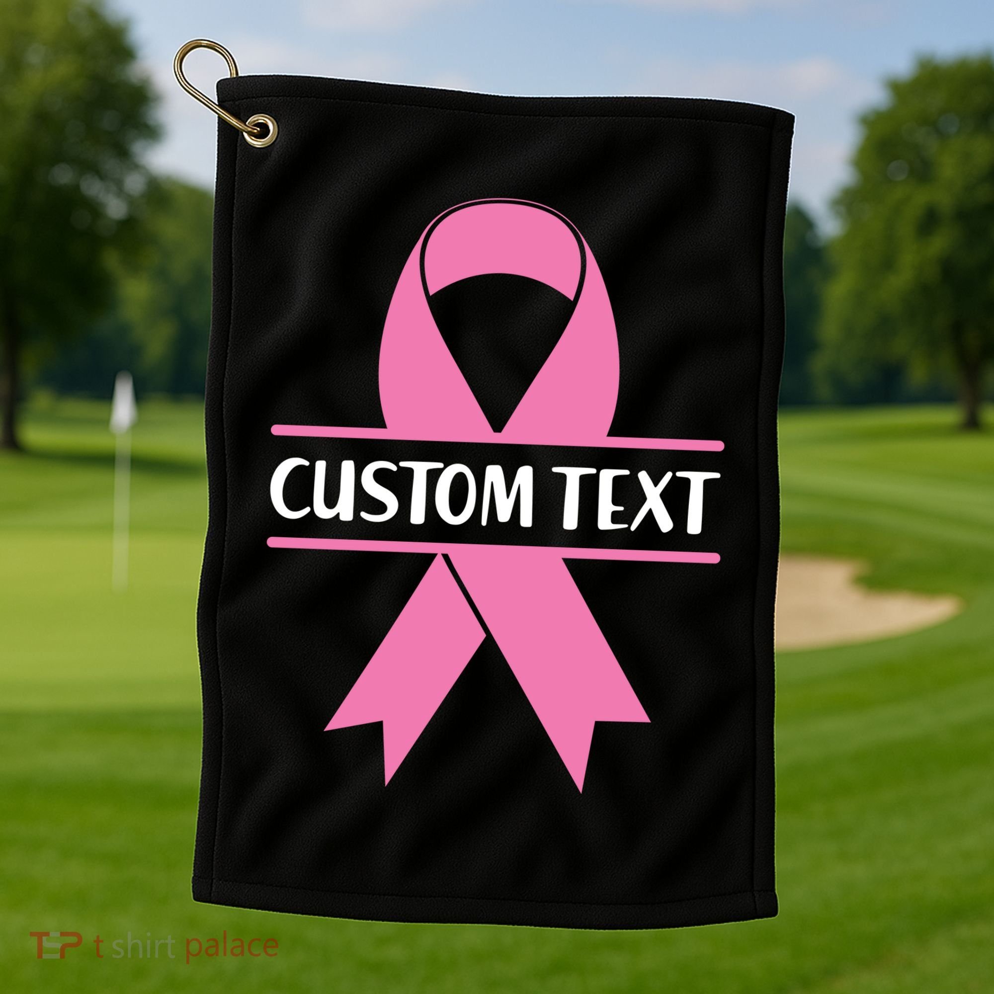 Personalize Breast Cancer Awareness Custom Text Golf Towel