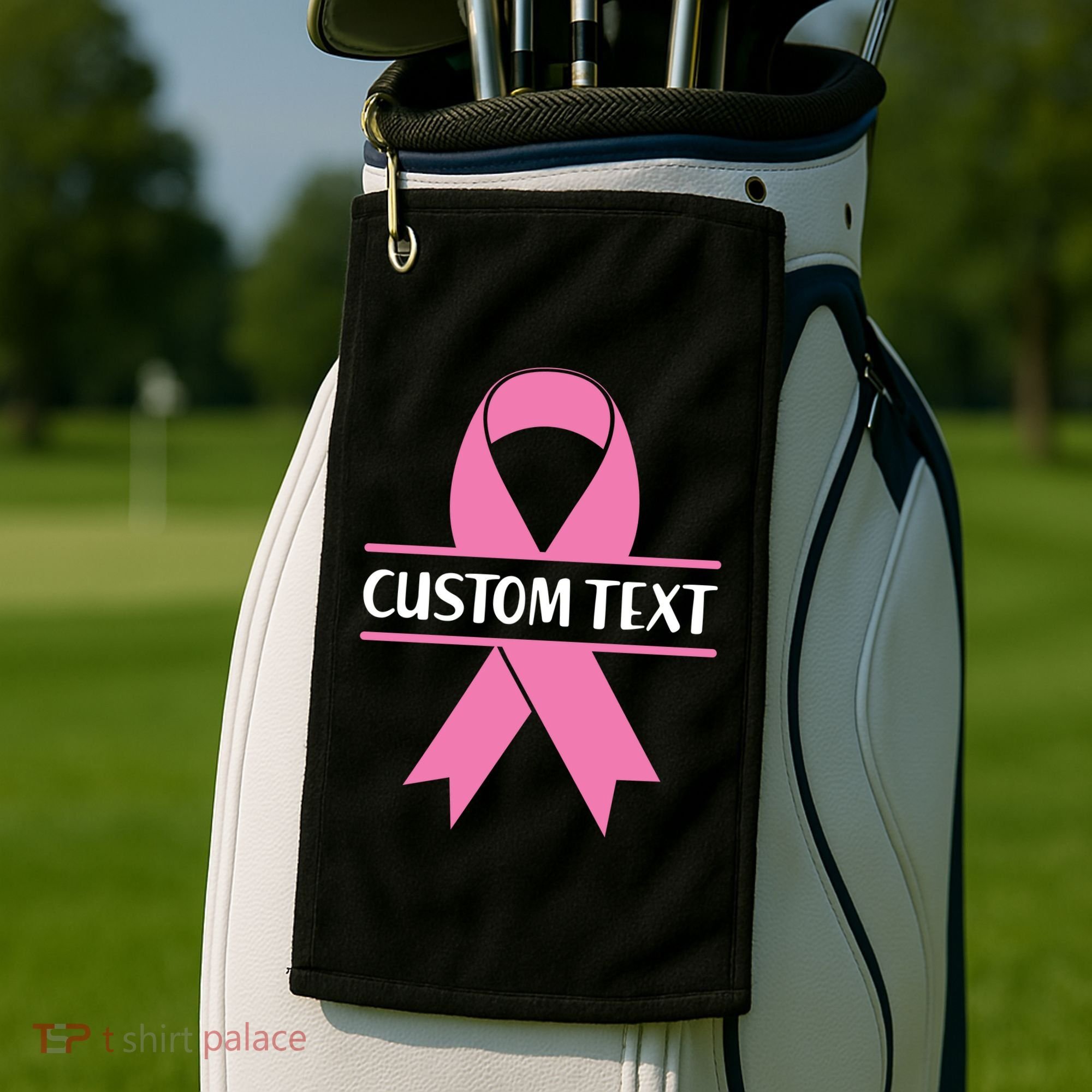 Personalize Breast Cancer Awareness Custom Text Golf Towel