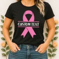 Personalize Breast Cancer Awareness Custom Text Women's T-Shirt thumb 2
