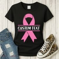 Personalize Breast Cancer Awareness Custom Text Women's T-Shirt thumb 3