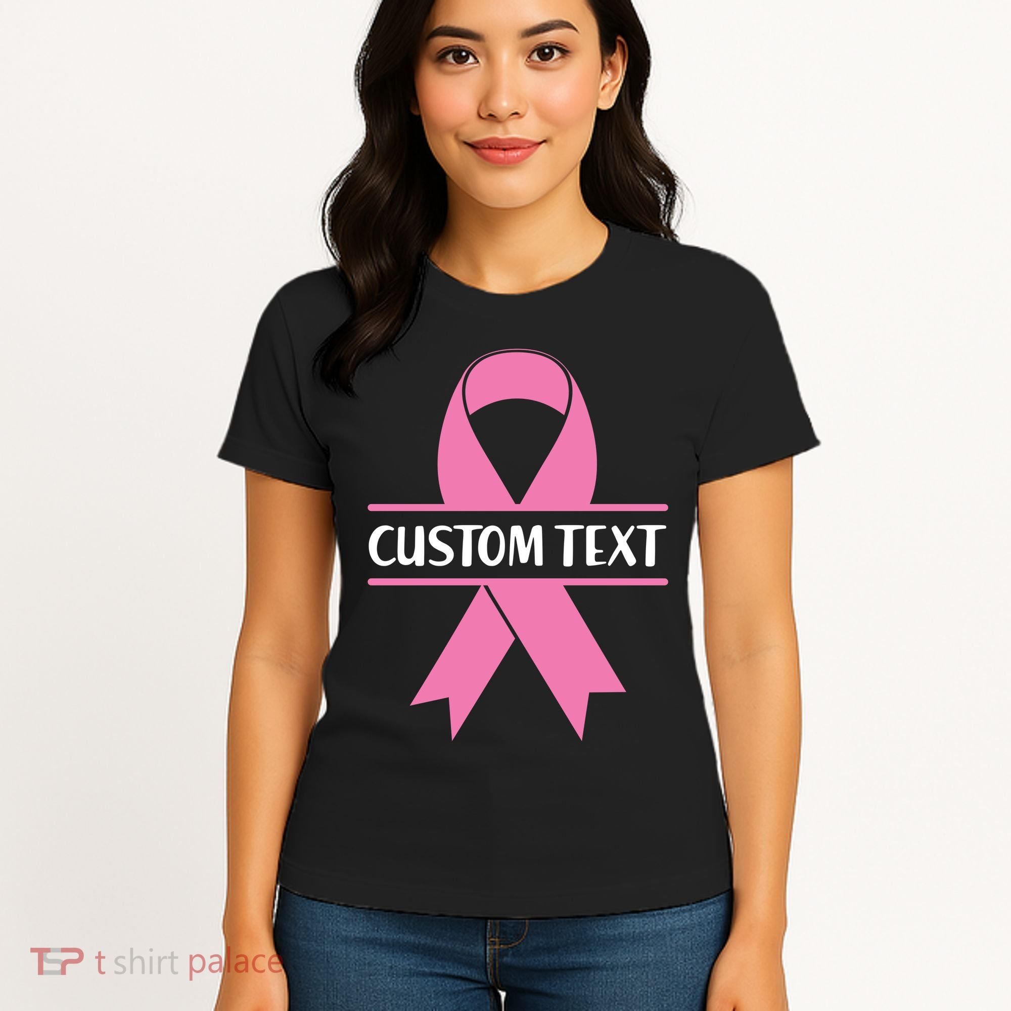 Personalize Breast Cancer Awareness Custom Text Women's T-Shirt