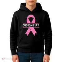 Personalize Breast Cancer Awareness Custom Text Kids Hoodie thumb 4