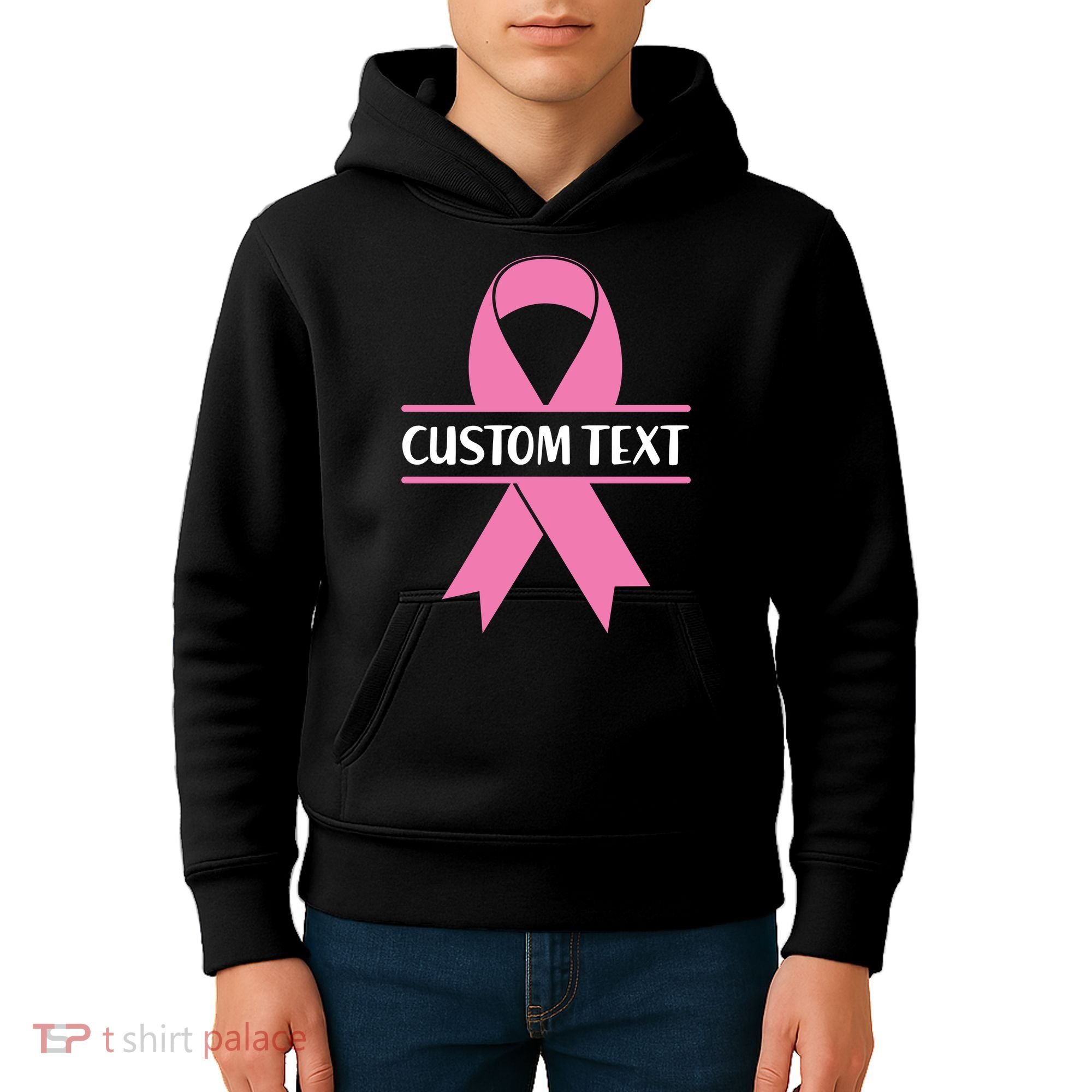 Personalize Breast Cancer Awareness Custom Text Kids Hoodie