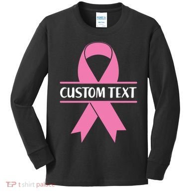 Personalize Breast Cancer Awareness Custom Text Kids Long Sleeve Shirt