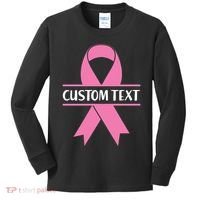 Personalize Breast Cancer Awareness Custom Text Kids Long Sleeve Shirt thumb 0