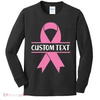 Personalize Breast Cancer Awareness Custom Text Kids Long Sleeve Shirt thumb 0