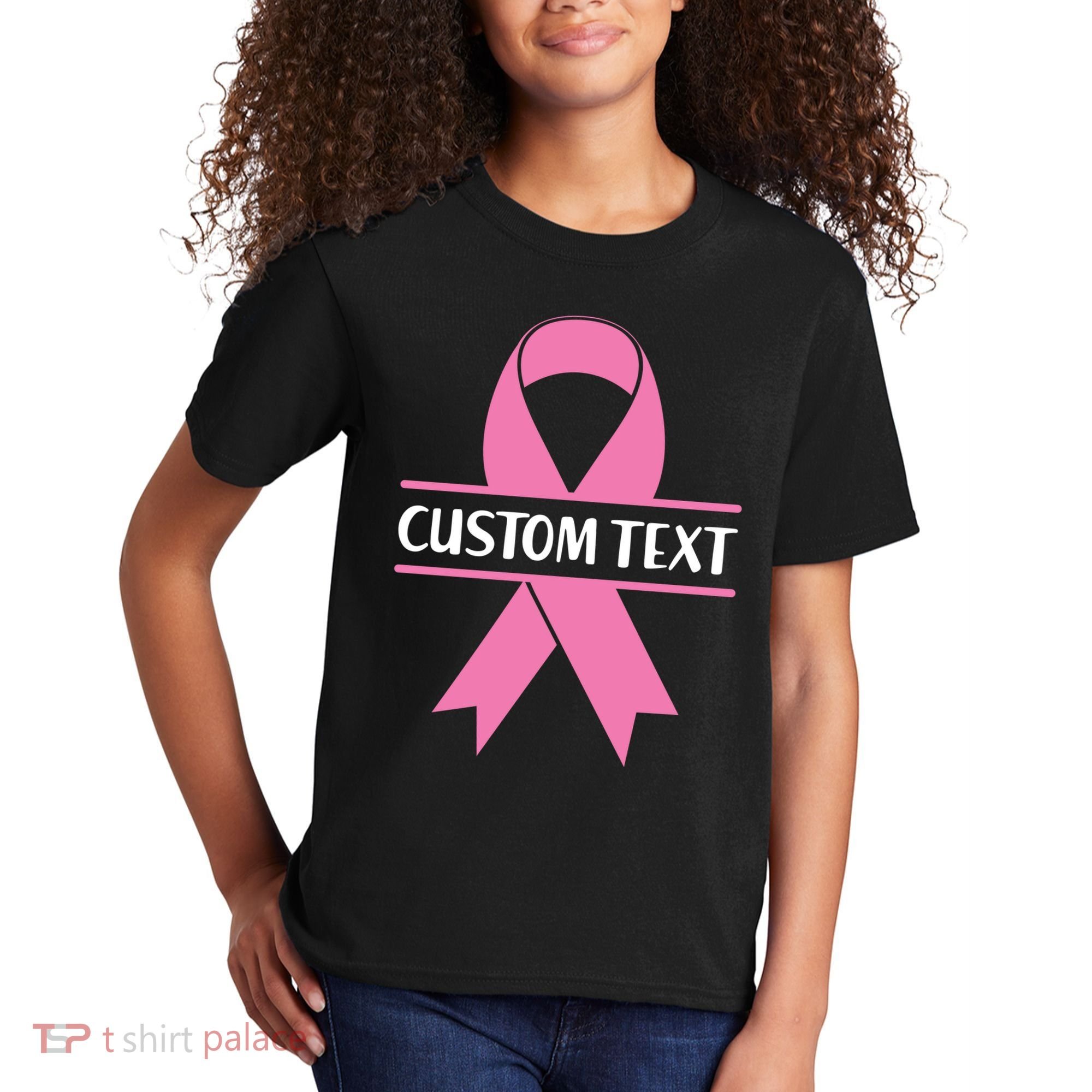 Personalize Breast Cancer Awareness Custom Text Kids T-Shirt