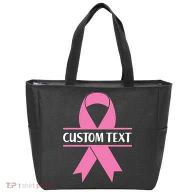 Personalize Breast Cancer Awareness Custom Text Tote Bag