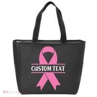 Personalize Breast Cancer Awareness Custom Text Tote Bag thumb 0