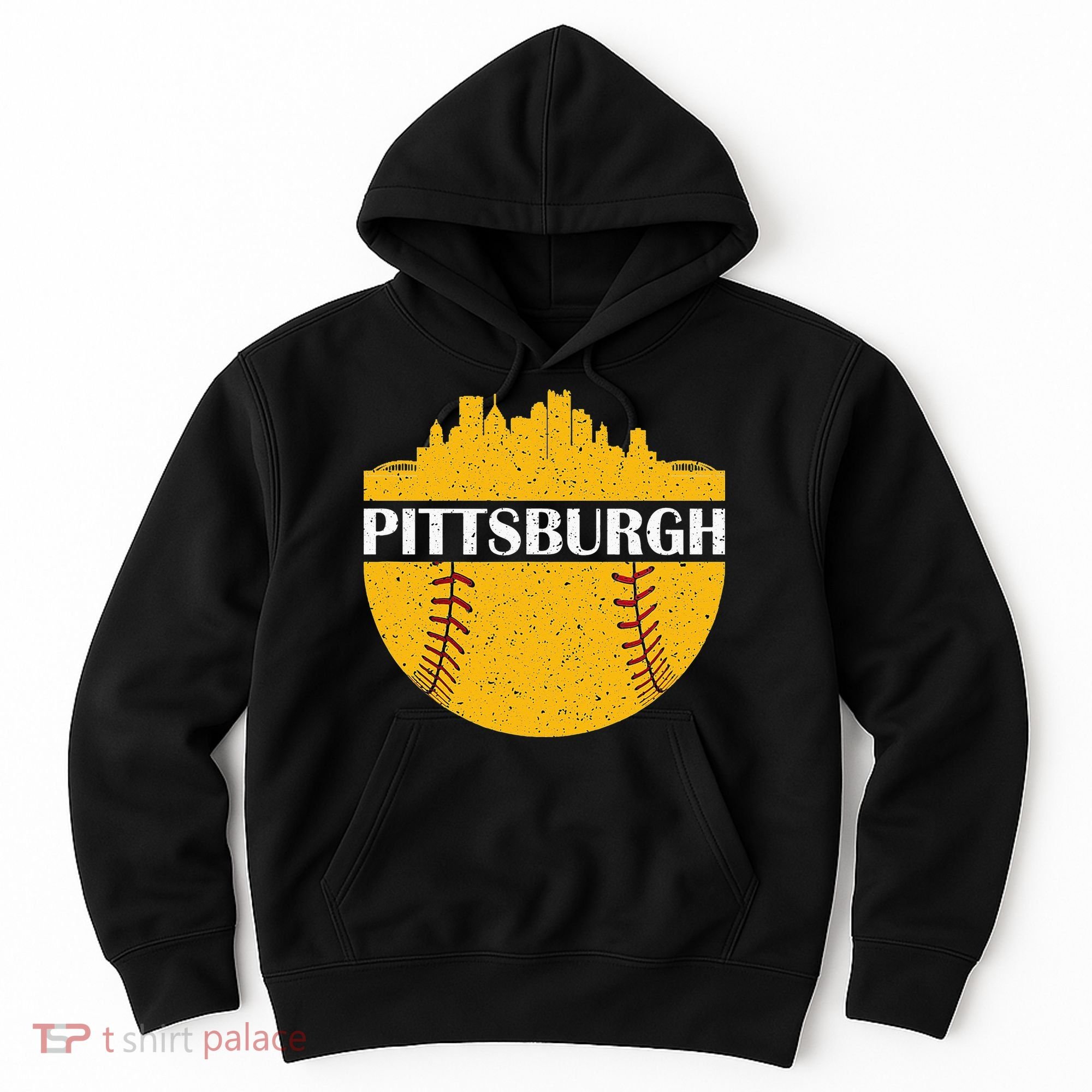 Pittsburgh Baseball Cityscape Distressed Novelty Pirate Hoodie