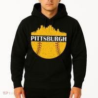 Pittsburgh Baseball Cityscape Distressed Novelty Pirate Hoodie thumb 2