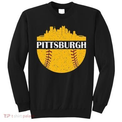 Pittsburgh Baseball Cityscape Distressed Novelty Pirate Sweatshirt