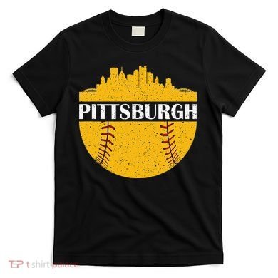 Pittsburgh Baseball Cityscape Distressed Novelty Pirate T-Shirt