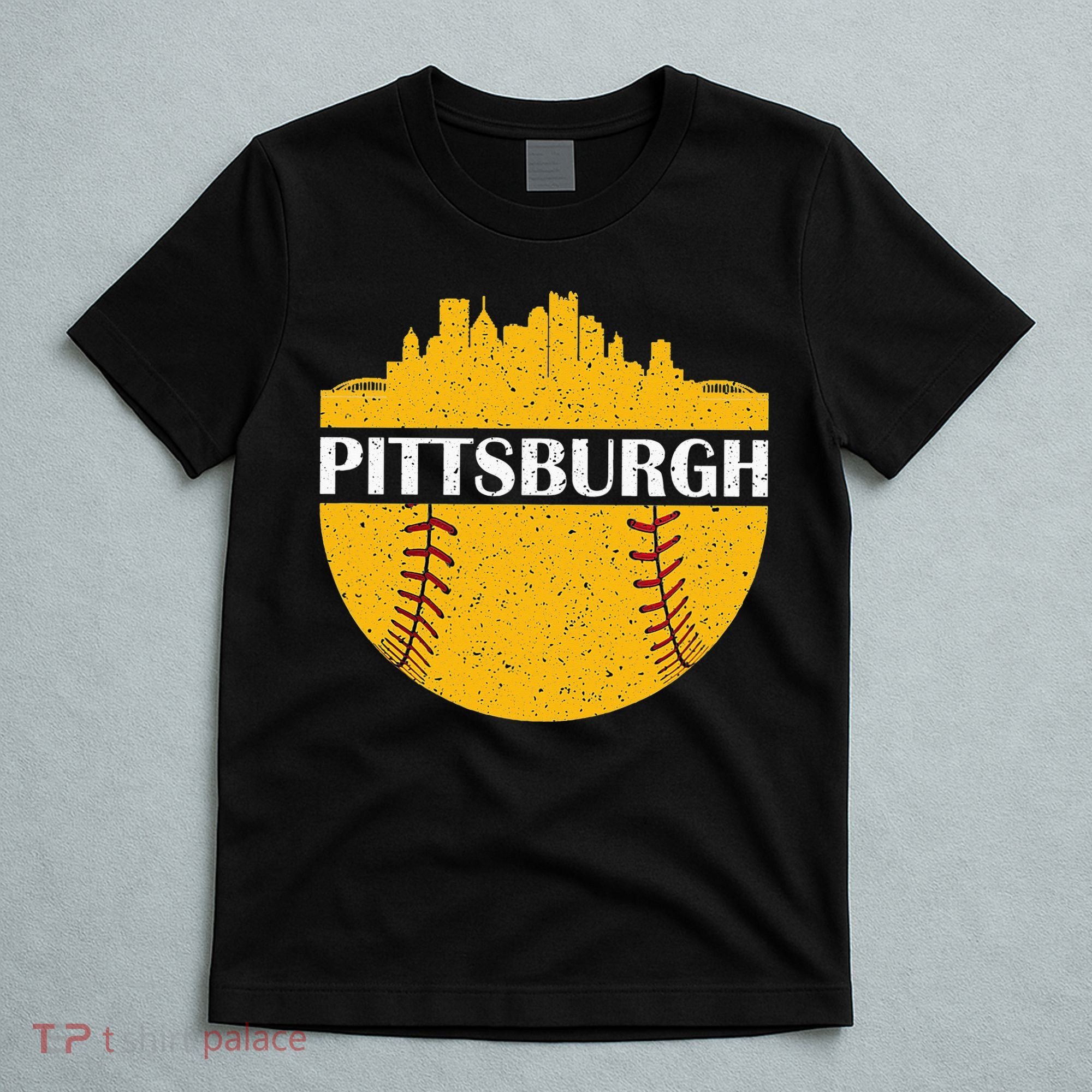 Pittsburgh Baseball Cityscape Distressed Novelty Pirate T-Shirt