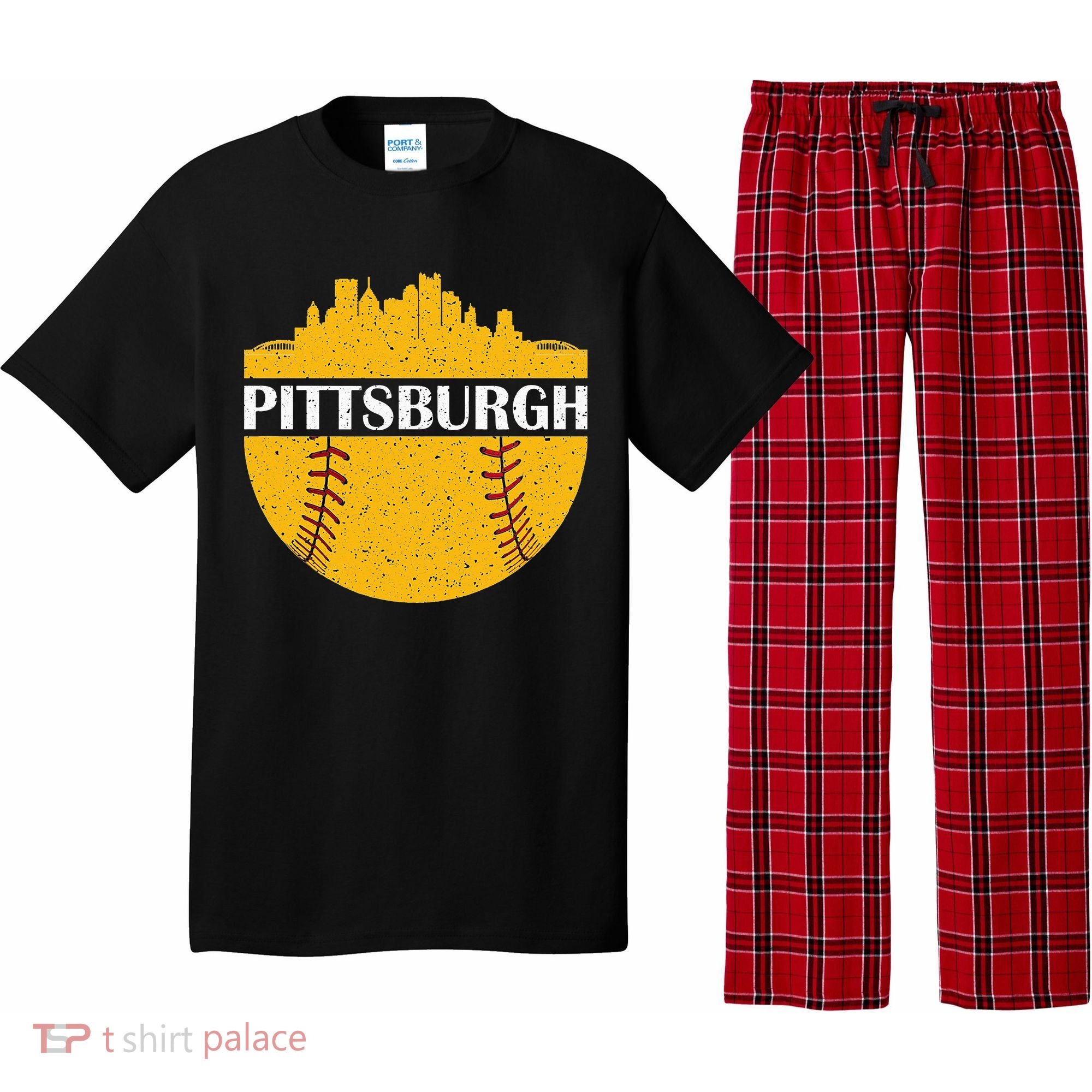 Pittsburgh Baseball Cityscape Distressed Novelty Pirate Pajama Set