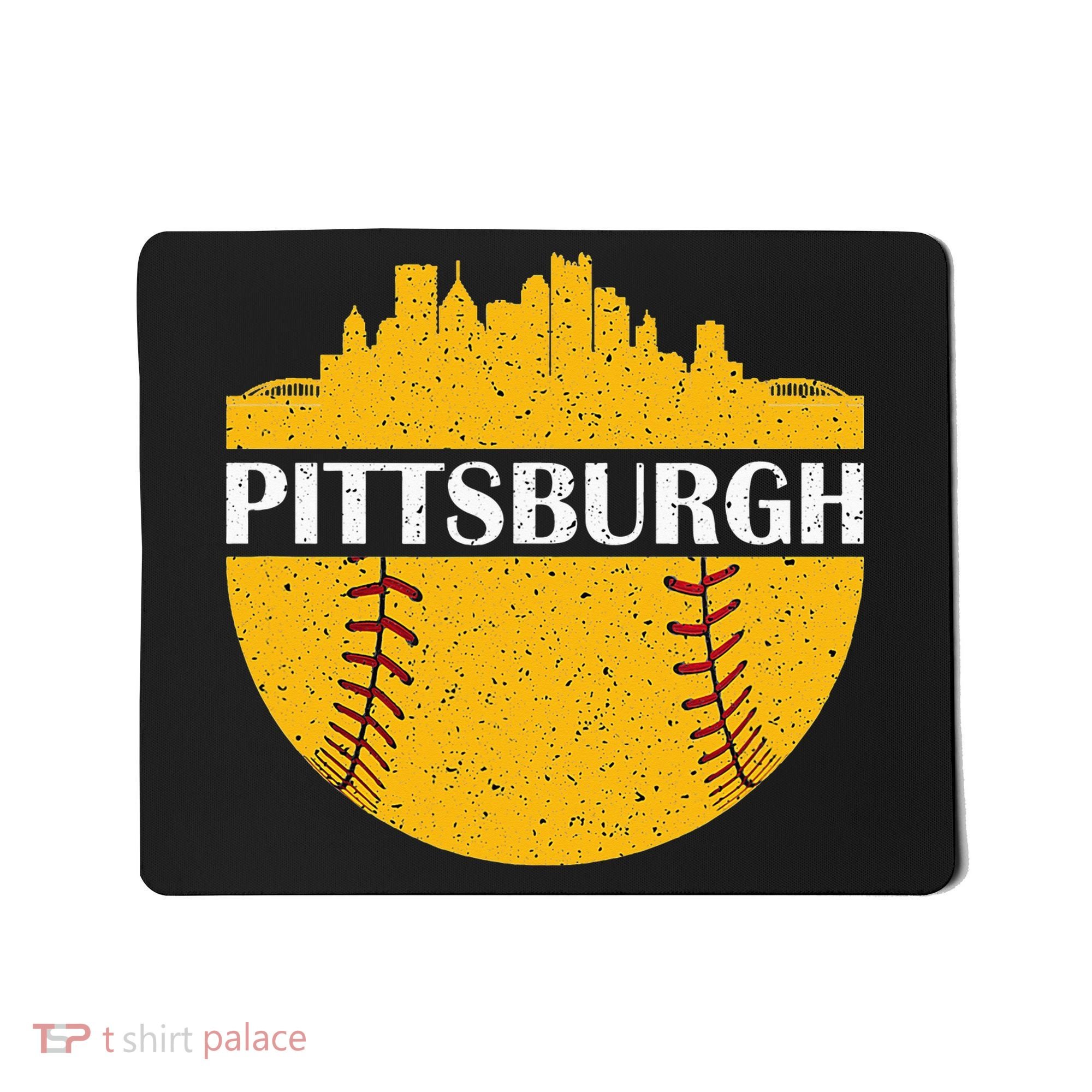 Pittsburgh Baseball Cityscape Distressed Novelty Pirate Mousepad