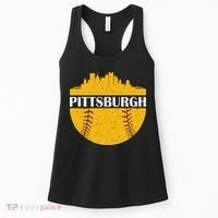 Pittsburgh Baseball Cityscape Distressed Novelty Pirate Women's Tank Top thumb 0
