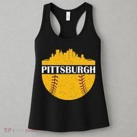 Pittsburgh Baseball Cityscape Distressed Novelty Pirate Women's Tank Top thumb 3