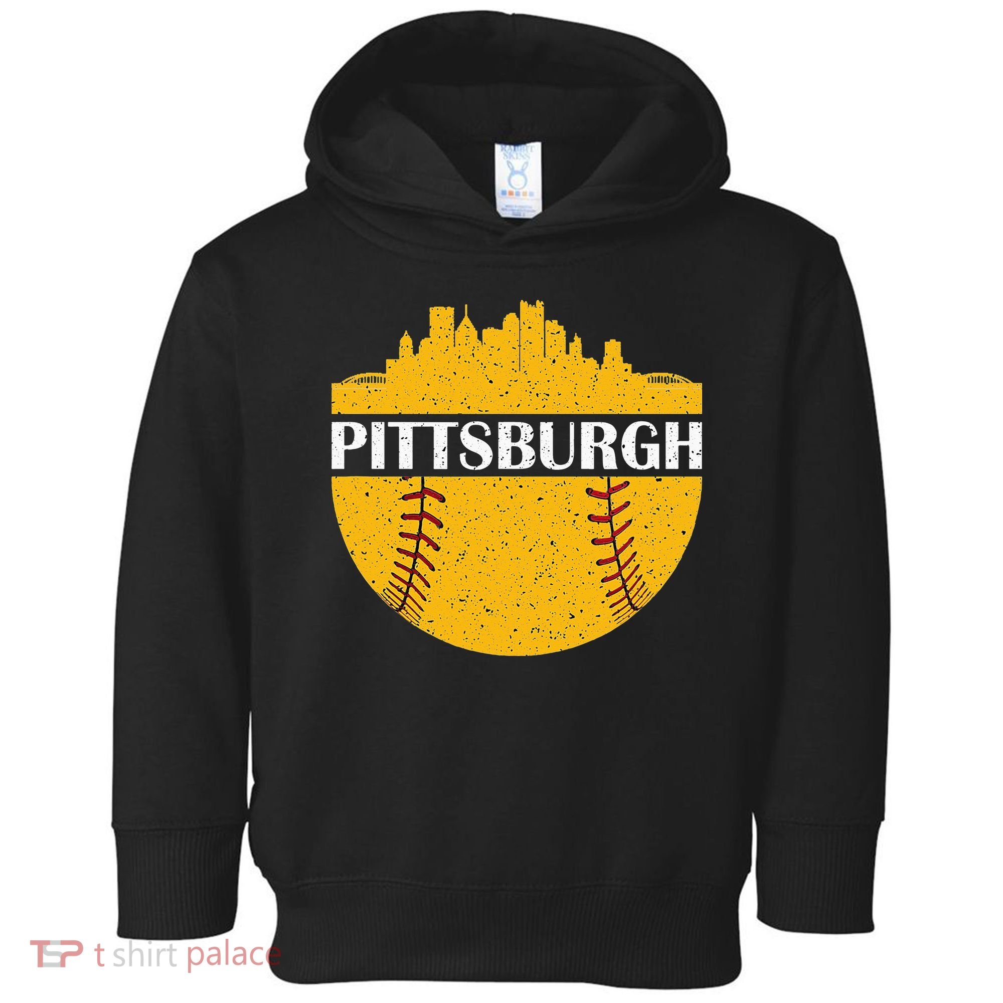 Pittsburgh Baseball Cityscape Distressed Novelty Pirate Toddler Hoodie
