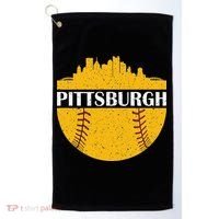 Pittsburgh Baseball Cityscape Distressed Novelty Pirate Golf Towel thumb 0