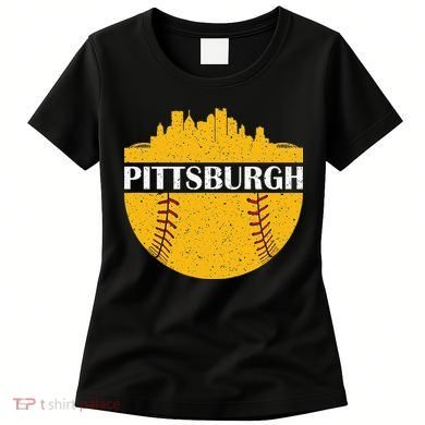 Pittsburgh Baseball Cityscape Distressed Novelty Pirate Women's T-Shirt