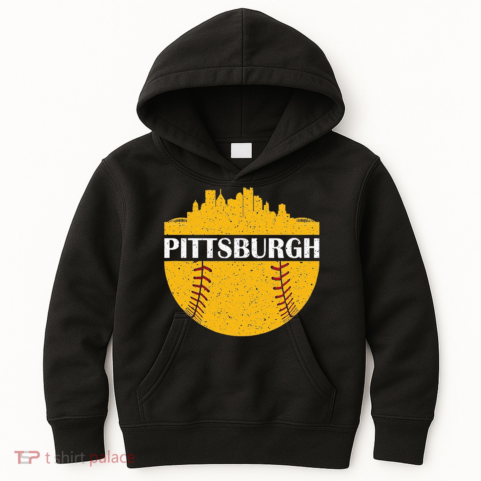 Pittsburgh Baseball Cityscape Distressed Novelty Pirate Kids Hoodie
