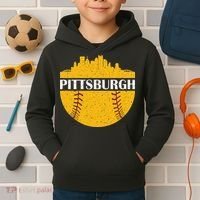 Pittsburgh Baseball Cityscape Distressed Novelty Pirate Kids Hoodie thumb 2