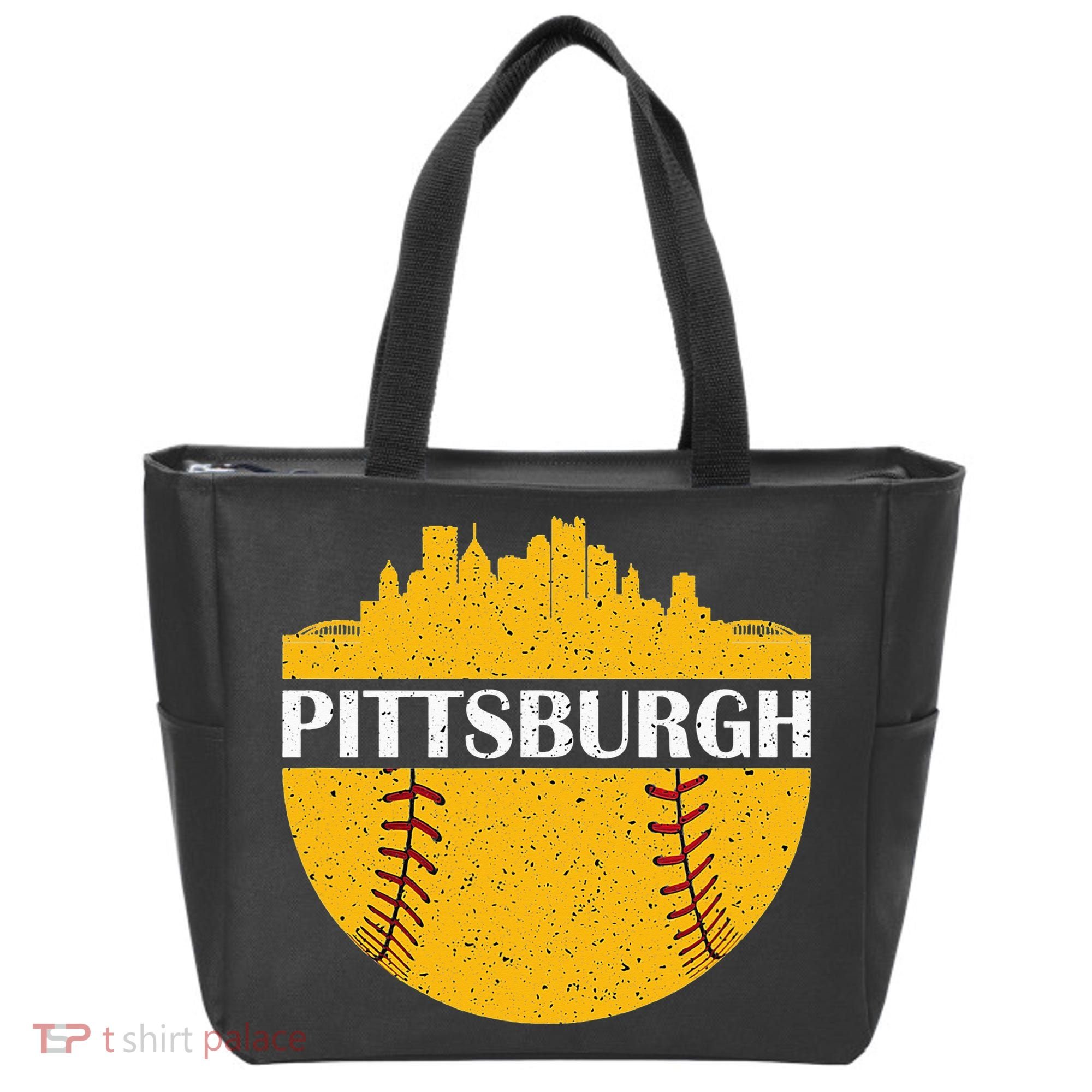 Pittsburgh Baseball Cityscape Distressed Novelty Pirate Tote Bag