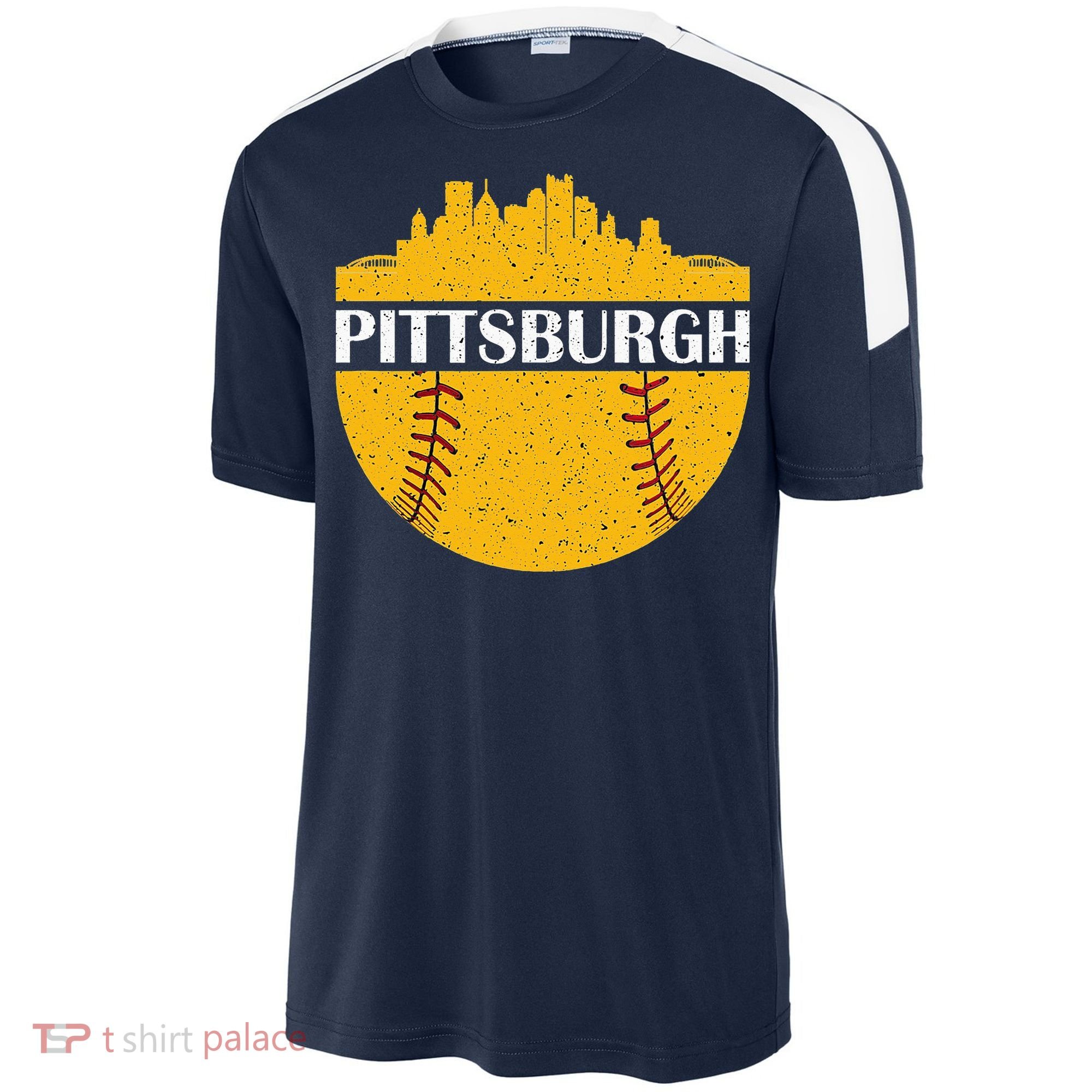 Pittsburgh Baseball Cityscape Distressed Novelty Pirate Sport-Tek Competitor United Soccer Jersey