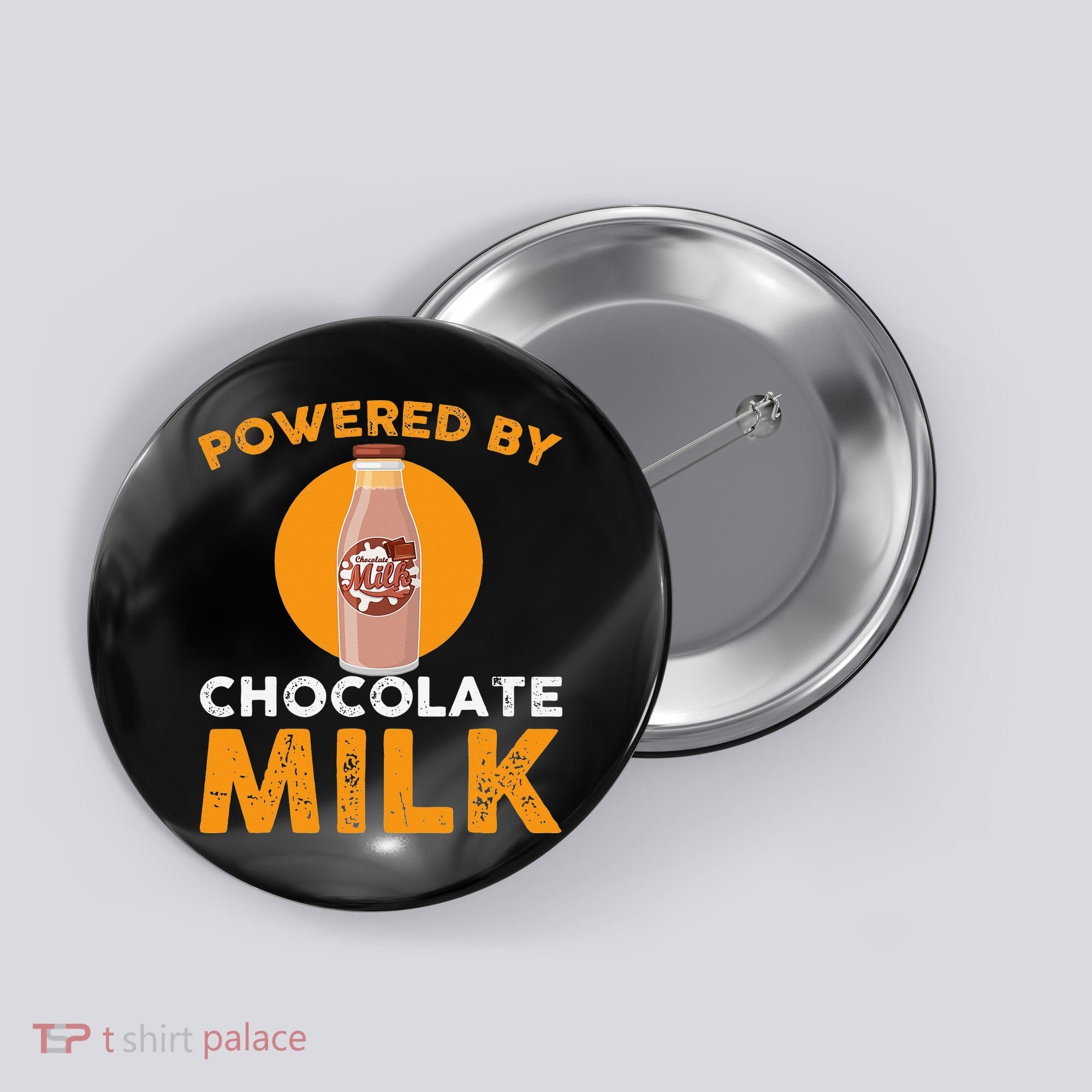 Powered By Chocolate Milk Bottle Costume Button