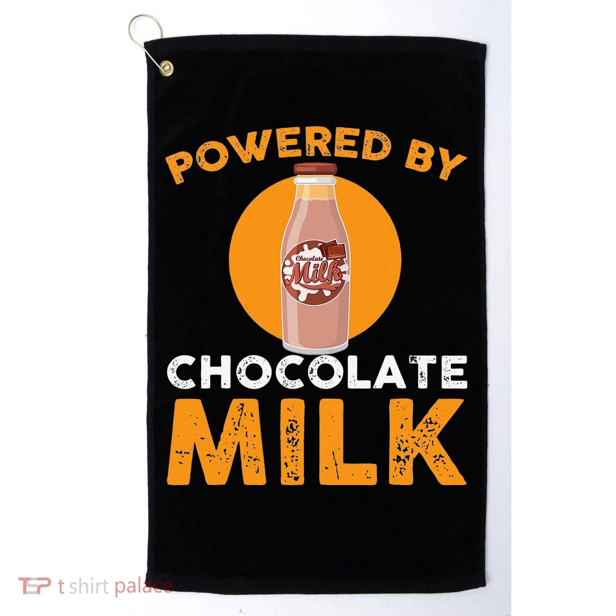 Powered By Chocolate Milk Bottle Costume Golf Towel