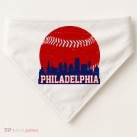 Philadelphia Baseball City Skyline USA-Made Doggie Bandana thumb 0