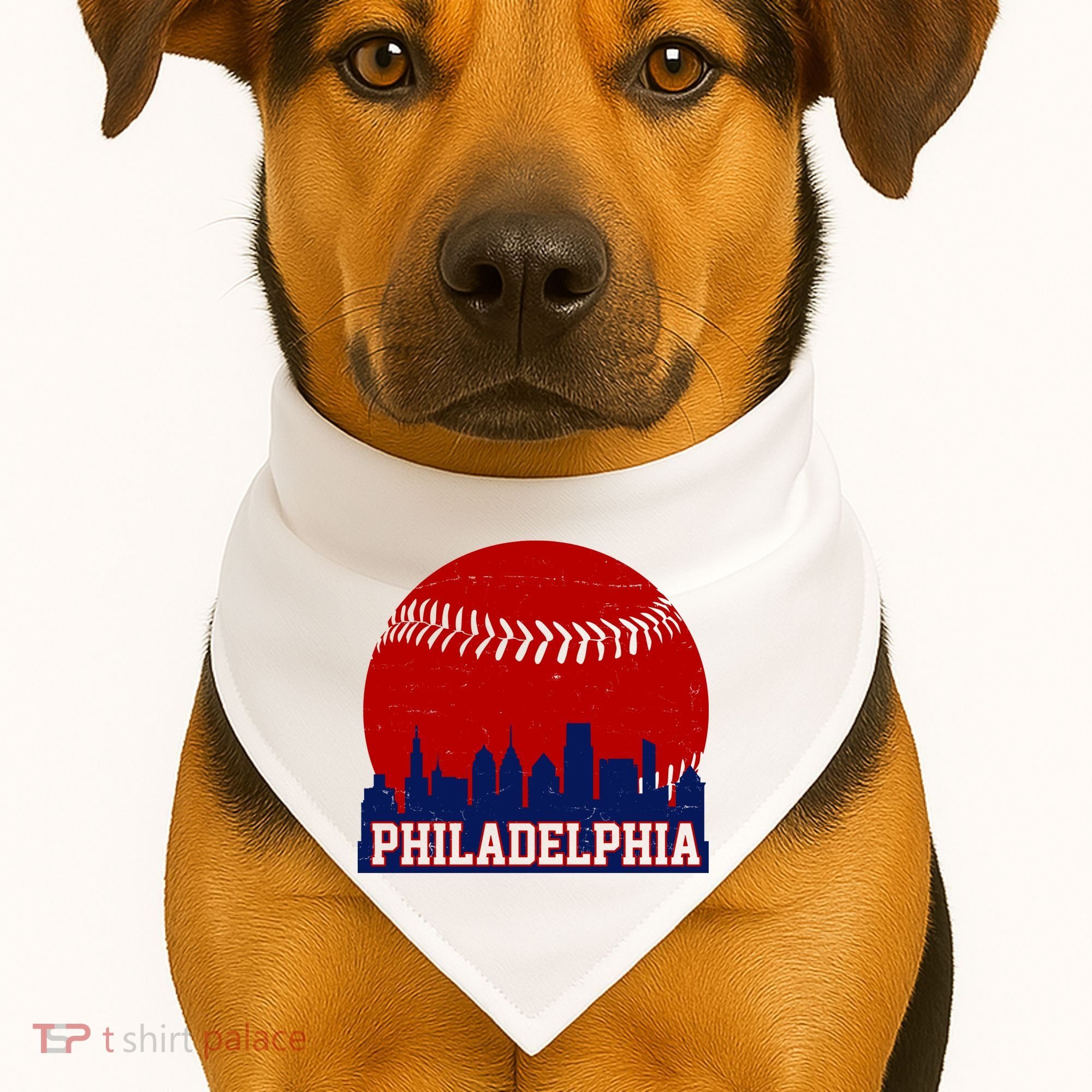 Philadelphia Baseball City Skyline USA-Made Doggie Bandana
