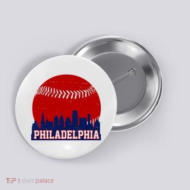 Philadelphia Baseball City Skyline Button
