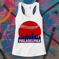 Philadelphia Baseball City Skyline Women's Tank Top thumb 3