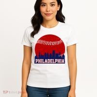 Philadelphia Baseball City Skyline Women's T-Shirt thumb 4